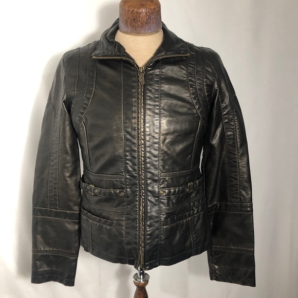 - Womens Bronze/Brown Faux Leather Jacket.SizeMedium - Picture 1 of 8
